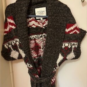 Abercrombie & Fitch Brown and Red Cardigan Sweater